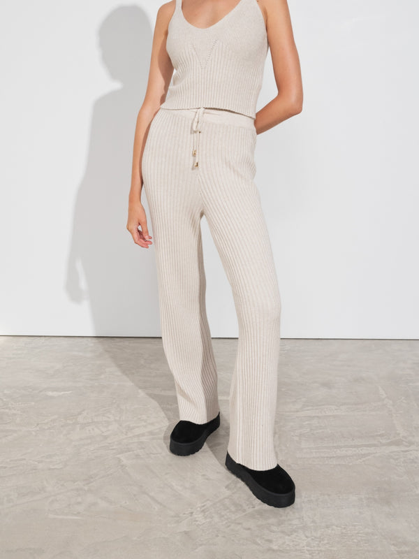 Knitwear Trousers With Adjustable Drawstring - Off White