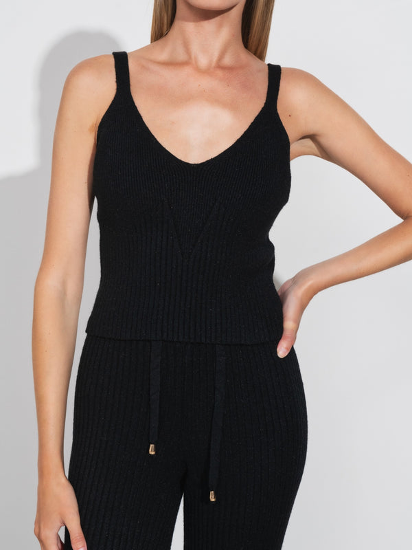 Knitwear Top With Straps - Black