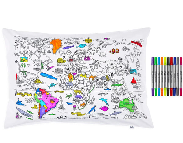 غطاء وسادة خريطة العالم للأطفال